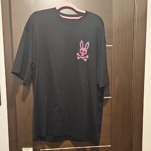 Psycho Bunny Black Tee with Pink Logo